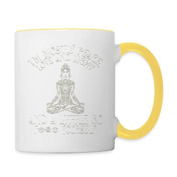 I Am Mostly Peace Love And Light - Tasse zweifarbig - Weiß/Gelb - Rechts