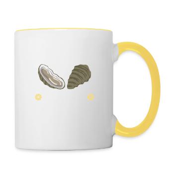 Austern Sind Mein Geistestier Lustige Auster Fun - Tasse zweifarbig - Weiß/Gelb - Rechts