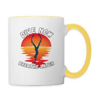Freediving Apnoetauchen für Freitaucher - Tasse zweifarbig - Weiß/Gelb - Rechts