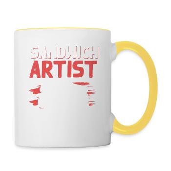 sandwich spruch - Tasse zweifarbig - Weiß/Gelb - Rechts