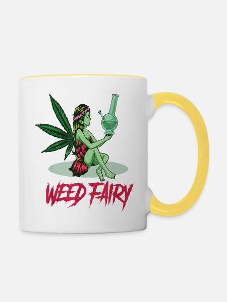 Cannabis Hanf THC 420 - Tasse zweifarbig - Weiß/Gelb