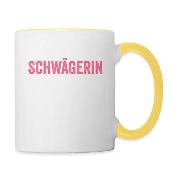 Beste Schwägerin Geschenk - Tasse zweifarbig - Weiß/Gelb - Rechts