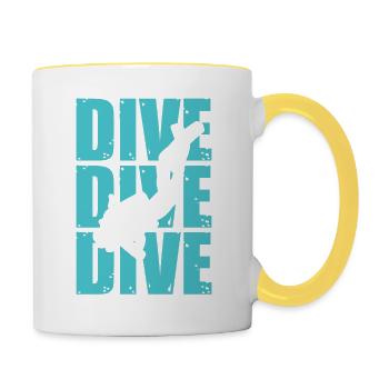 diving diver - Contrasting Mug - white/yellow - Right