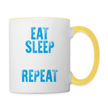 eat sleep hockey repeat - Mug contrasté - blanc/jaune - Droite