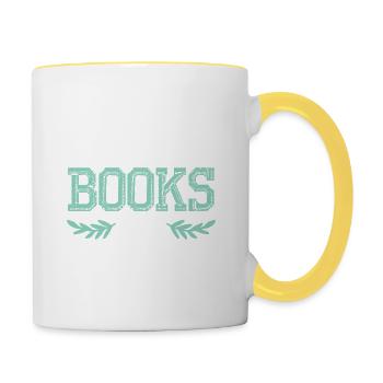 hunde kaffee bücher - Tasse zweifarbig - Weiß/Gelb - Rechts