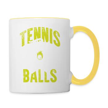 tennis drôle de sort - Mug contrasté - blanc/jaune - Droite