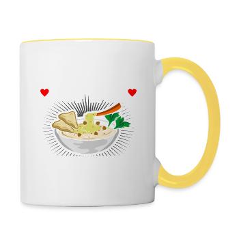 Juste un garçon, Le Houmous Drôle Jeu de mots Houmous - Mug contrasté - blanc/jaune - Droite