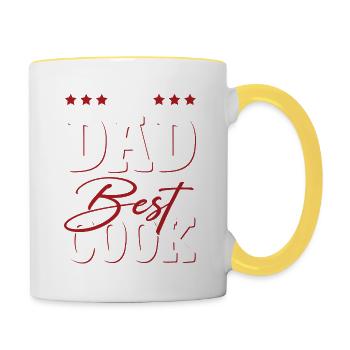 dad papa cook - Contrasting Mug - white/yellow - Right