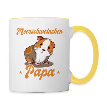 Meerschweinchen Papa Guinea Meerschwein Nager - Tasse zweifarbig - Weiß/Gelb - Rechts