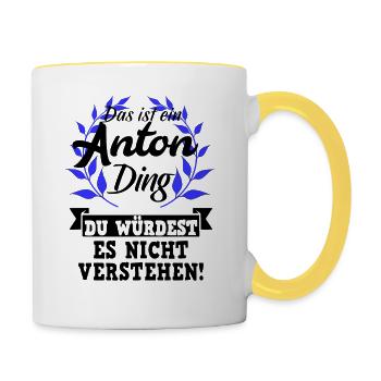 Das ist ein Anton Ding | würdest du nichtverstehen - Tasse zweifarbig - Weiß/Gelb - Rechts