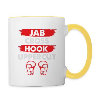 boxing boxing gloves - Contrasting Mug - white/yellow - Right