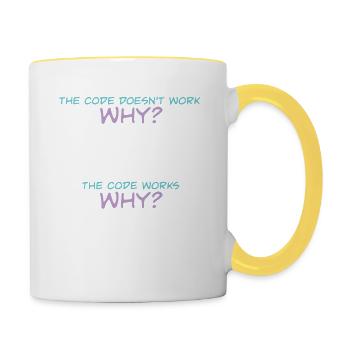 Programmer Code Works Why - Mug contrasté - blanc/jaune - Droite