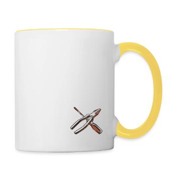 Hausmeister Legende in Rente Handwerker Arbeit - Tasse zweifarbig - Weiß/Gelb - Rechts