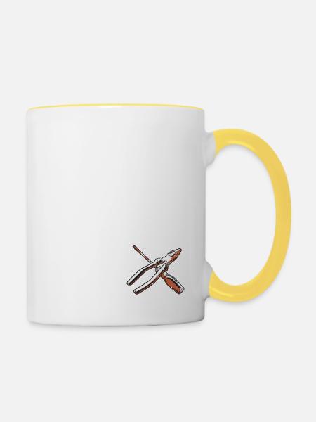 Hausmeister Legende in Rente Handwerker Arbeit - Tasse zweifarbig - Weiß/Gelb