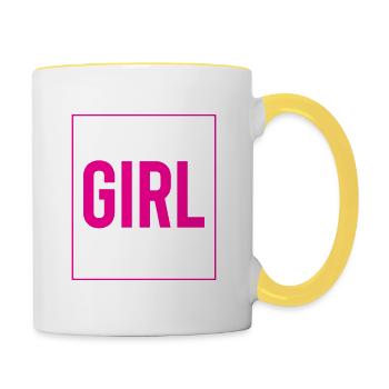 fille fille power sort - Mug contrasté - blanc/jaune - Droite