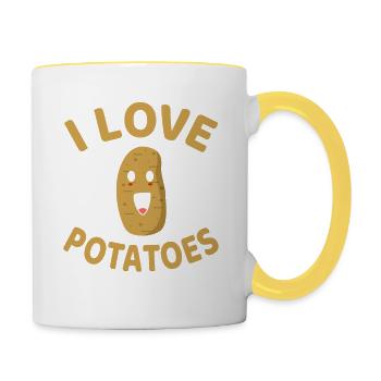 J’aime les patates Jardiniers drôles - Mug contrasté - blanc/jaune - Droite