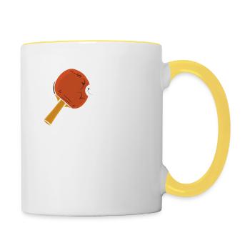 Tischtennis zweideutiger Spruch Noppen Schläger - Tasse zweifarbig - Weiß/Gelb - Rechts