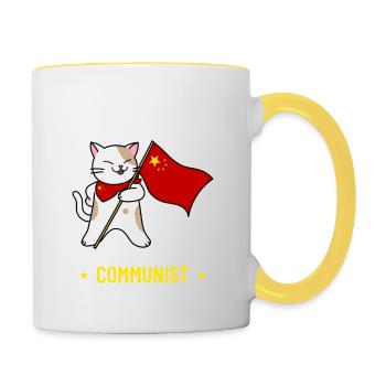 Mon chat est communiste - Mug contrasté - blanc/jaune - Droite