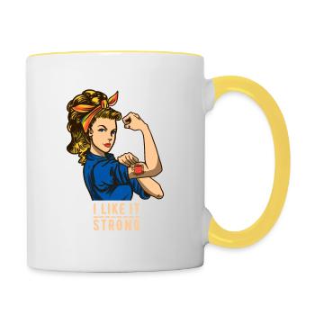 LGBTQ - Girl Tattoo Strong - Coffee Lover - Mug contrasté - blanc/jaune - Droite