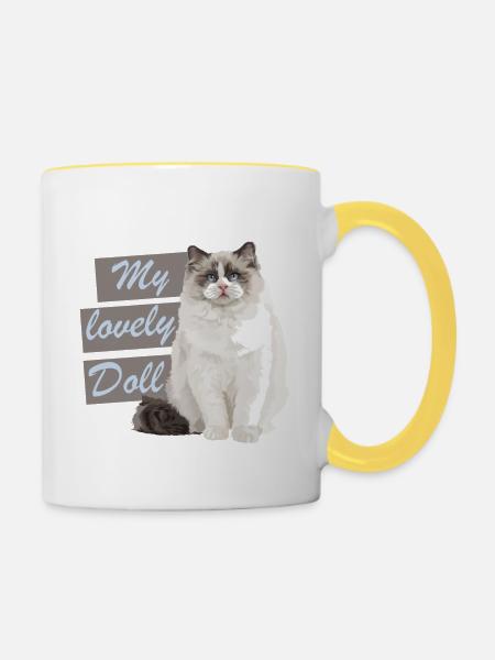 M lovely doll - Contrasting Mug - white/yellow