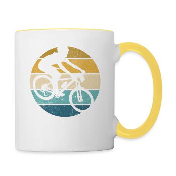Retro Track Cycling Vintage Cycling Track - Contrasting Mug - white/yellow - Right