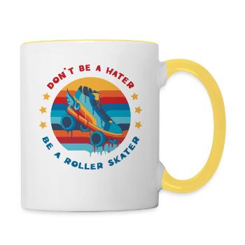 Retro Roller Skating Don't Be a Hater Be a Roller - Contrasting Mug - white/yellow - Right
