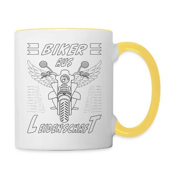 MOTORRAD BIKER AUS LEIDENSCHAFT - Tasse zweifarbig - Weiß/Gelb - Rechts