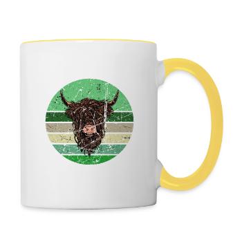 Schottisches Hochlandrind - Tasse zweifarbig - Weiß/Gelb - Rechts