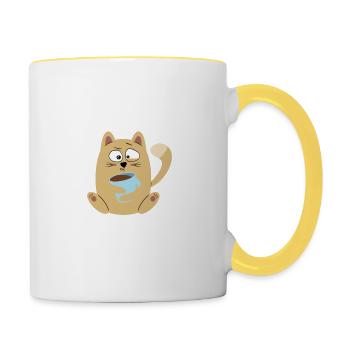 Coffee because Murder is wrong Katze Geschenk - Tasse zweifarbig - Weiß/Gelb - Rechts