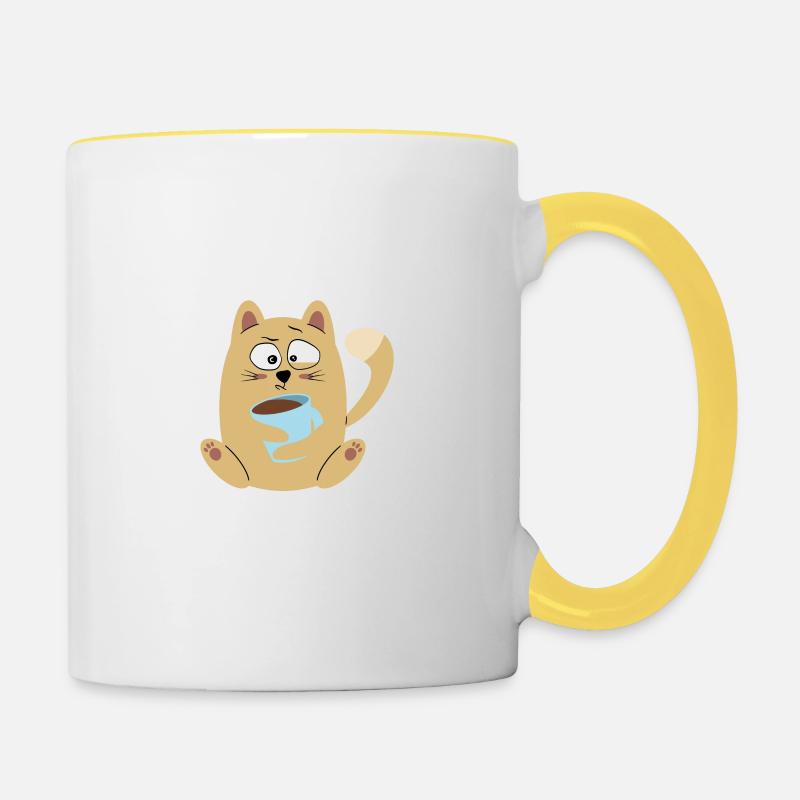 Coffee because Murder is wrong Katze Geschenk - Tasse zweifarbig - Weiß/Gelb