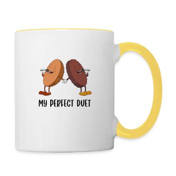 Social Media Duett Burger Liebhaber - Tasse zweifarbig - Weiß/Gelb - Rechts