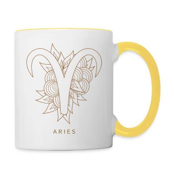 Aries Aries zodiac sign Astrology - Contrasting Mug - white/yellow - Right