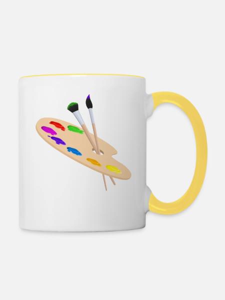 Für Maler - Tasse zweifarbig - Weiß/Gelb