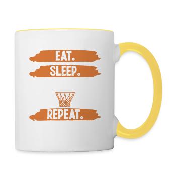 eat sleep basketball repeat - Contrasting Mug - white/yellow - Right