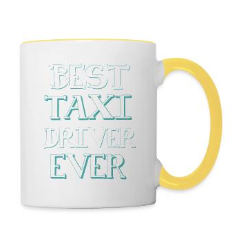 best taxi driver - Contrasting Mug - white/yellow - Right