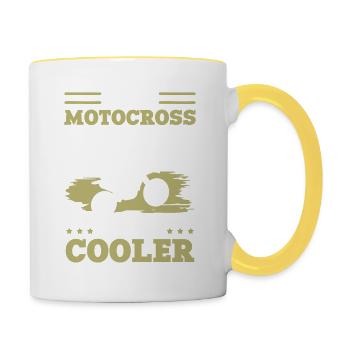 mom mama motocross - Tasse zweifarbig - Weiß/Gelb - Rechts