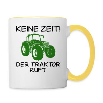 Trecker Spruch Traktor Landwirtschaft Geschenk - Tasse zweifarbig - Weiß/Gelb - Rechts