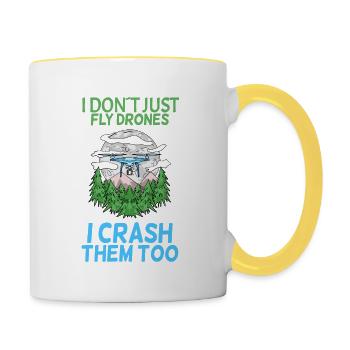 Drohne - Tasse zweifarbig - Weiß/Gelb - Rechts