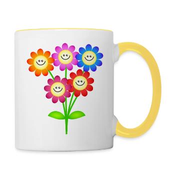 Smiling Happy Daisy Flower - Contrasting Mug - white/yellow - Right