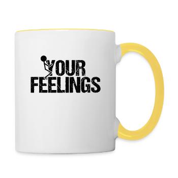Fuck your feelings Strichmännchen Provoc - Mug contrasté - blanc/jaune - Droite