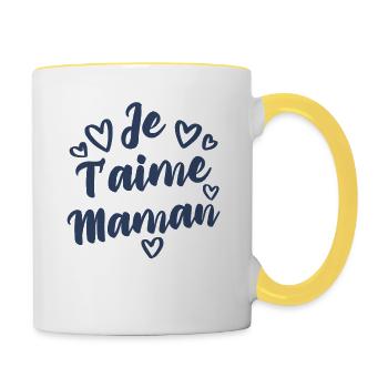 Je T'aime Maman Idée Cadeau Fête Des Mères - Mug contrasté - blanc/jaune - Droite