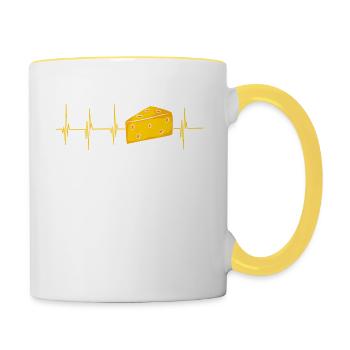 Mein Herz Schlägt Für Cheese ! Käse Toastie Meme - Tasse zweifarbig - Weiß/Gelb - Rechts