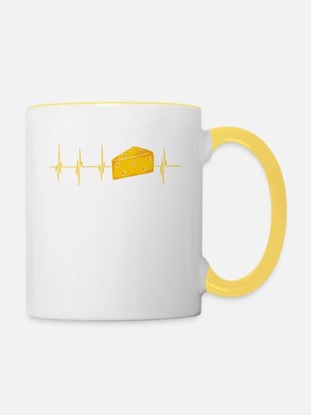 Mein Herz Schlägt Für Cheese ! Käse Toastie Meme - Tasse zweifarbig - Weiß/Gelb