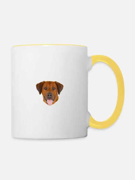 Vorsicht vor dem Herrchen - Rhodesian Ridgeback - Tasse zweifarbig - Weiß/Gelb
