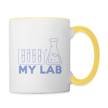 Chimie chimiste Laboratoire de chimie chimiste - Mug contrasté - blanc/jaune - Droite