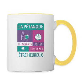 PÉTANQUE ET APÉRITIF - Mug contrasté - blanc/jaune - Droite