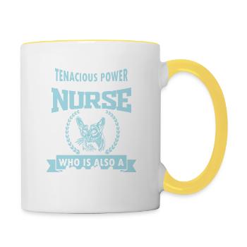 NURSE CAT LADY - Contrasting Mug - white/yellow - Right