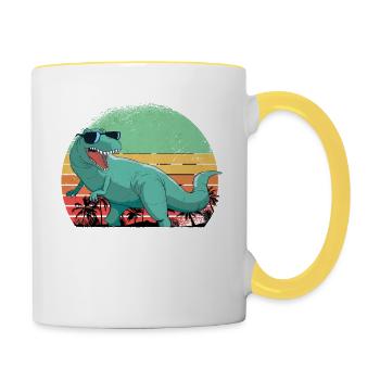 Babysaurus - Bébé dinosaure Dino Unicorn - Mug contrasté - blanc/jaune - Droite