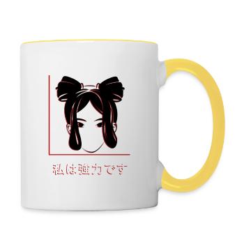Sad Girl Aesthetic EGirl Anime Girl - Contrasting Mug - white/yellow - Right