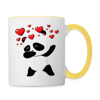 Panda Cool Dabbing Coeurs - Mug contrasté - blanc/jaune - Droite